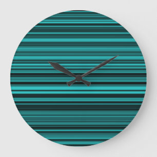 Grande Horloge Ronde Bandes noires turquoises