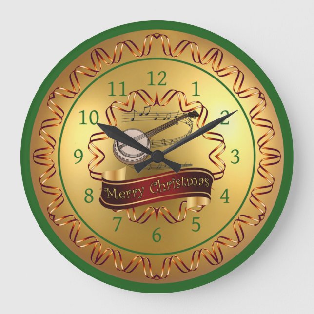 Grande Horloge Ronde Banjo ~ Scroll musical ~ "Joyeux Noël"  (Recto)