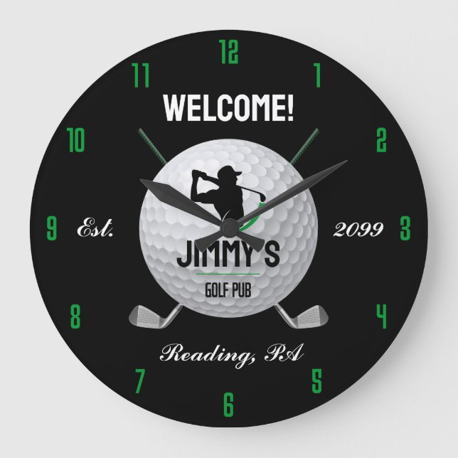 Grande Horloge Ronde Bar de golf classique personnalisé pour hommes (Recto)