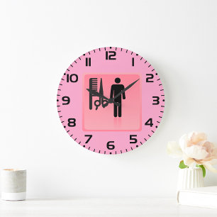 Grande Horloge Ronde Barber Shop Icon Haircut Comb et ciseaux