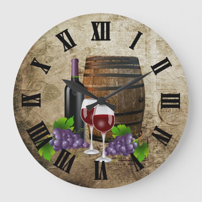 Grande Horloge Ronde Baril de vin et lunettes (Recto)
