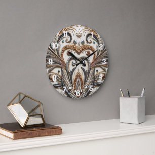 Grande Horloge Ronde Baroque glamour avec Parties scintillant et pierre