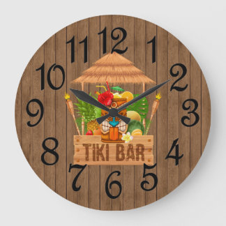 Grande Horloge Ronde Barre Tiki Rustique