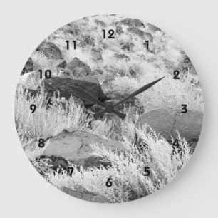 Grande Horloge Ronde Basalt Lava Rocks Sud-ouest Photo noir et blanc