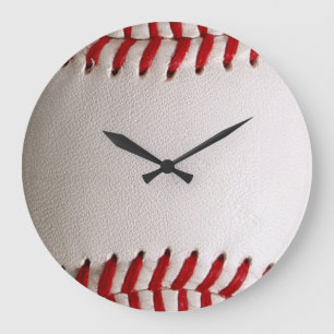 Grande Horloge Ronde Baseball et Softball Couture Rouge