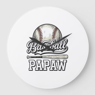 Grande Horloge Ronde Baseball Papaw Gravure Vintage T-Shirt Design_1