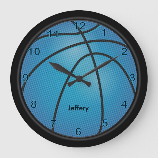 Grande Horloge Ronde Basket-ball Blue | Personnalize (Recto)
