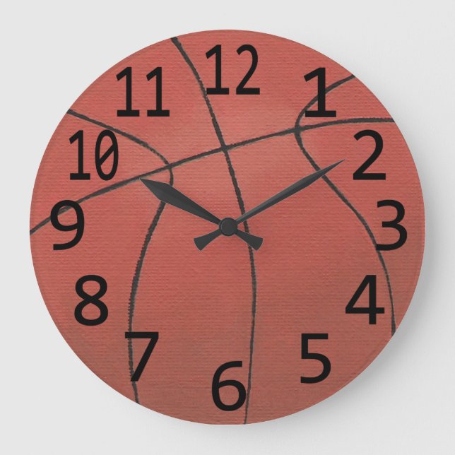Grande Horloge Ronde Basket-ball peinture grand nombre noir Sports Lar (Recto)