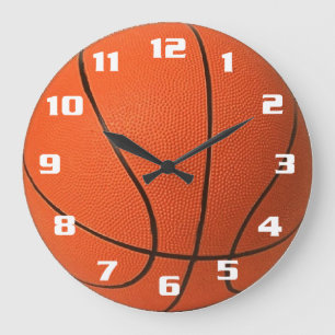 Grande Horloge Ronde Basket-ball réaliste et cool