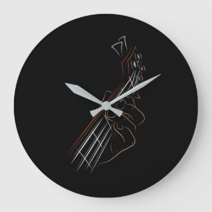 Grande Horloge Ronde Basse Guitare Lecteur Musique Guitariste Musicien 