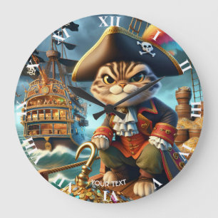 Grande Horloge Ronde Bateau Imaginaire Pirate Cute