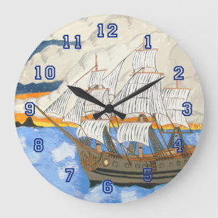 Grande Horloge Ronde Bateau pirate en mer