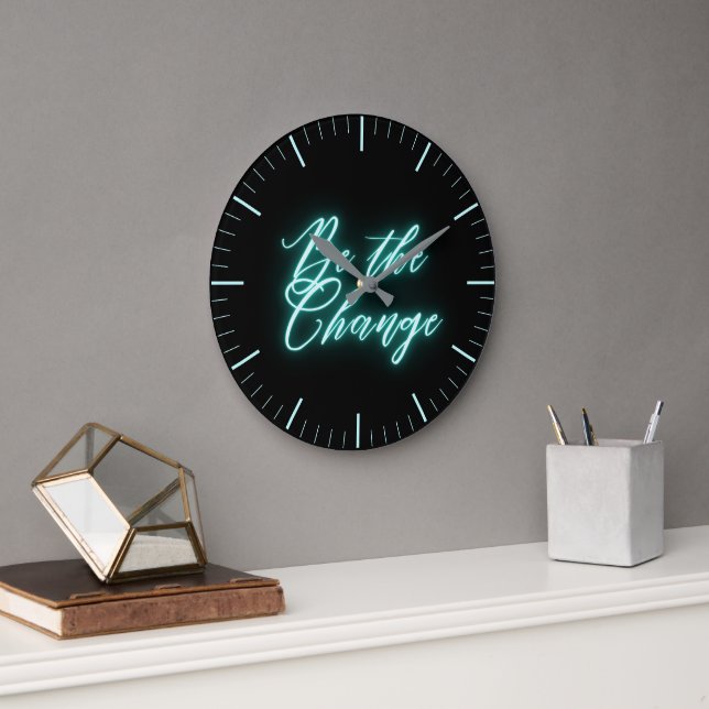 Grande Horloge Ronde Be the Change Neon Aqua (Bureau)