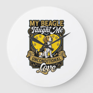Grande Horloge Ronde Beagle m'a appris l'amour inconditionnel Chien Cœu