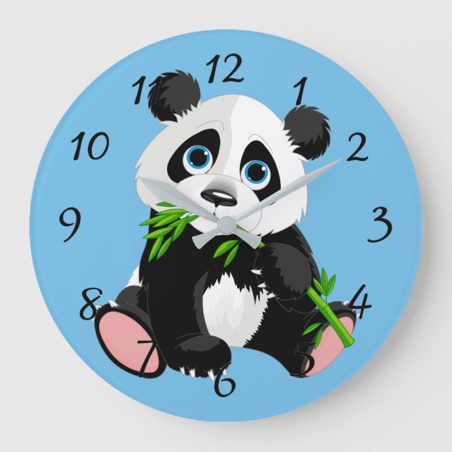 Grande Horloge Ronde Bear de Panda de caricature mignonne (Recto)