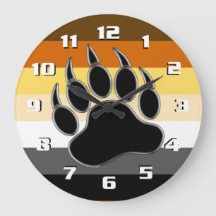 Grande Horloge Ronde Bear Pride Drapeau Ours Paw