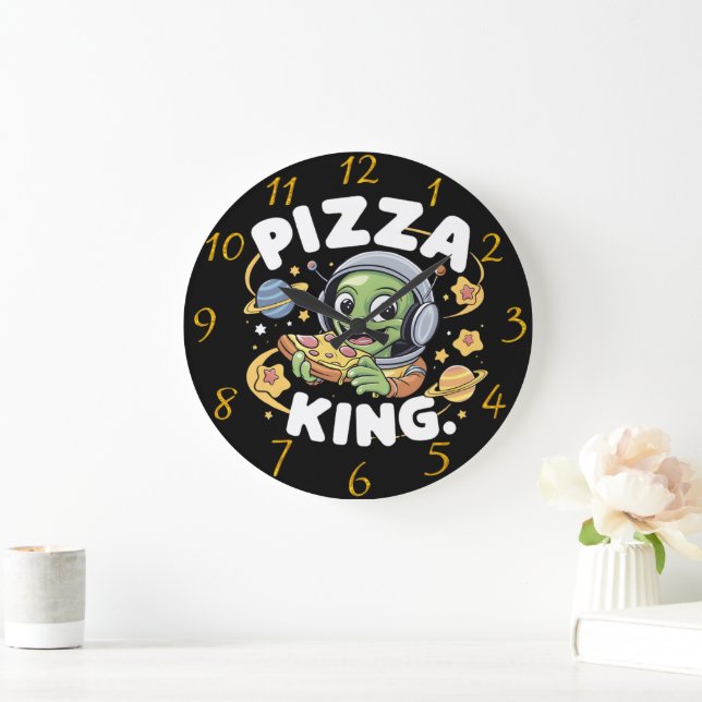 Grande Horloge Ronde Beats De Pizza : Caractère De Dessin Cultivant Ave (Maison)