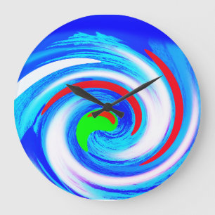 Grande Horloge Ronde Beau art bleu abstrait