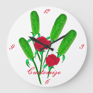 Grande Horloge Ronde Beau bouquet de Pickle avec RosesThunder_Cove
