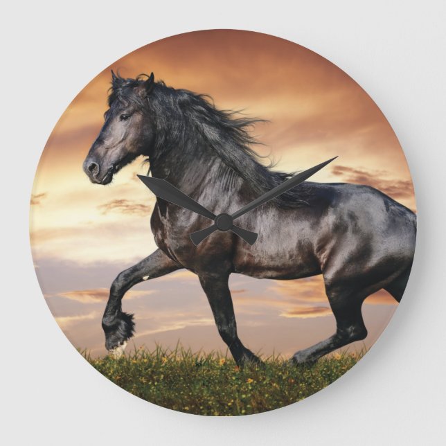 Grande Horloge Ronde Beau Cheval Noir (Recto)