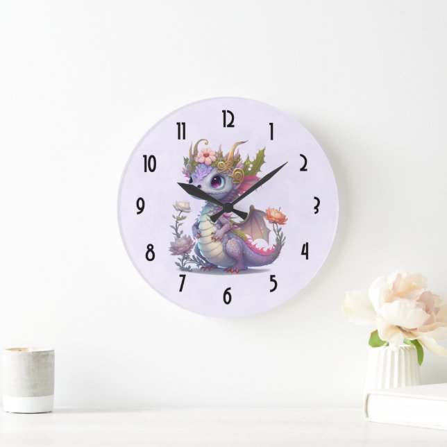 Grande Horloge Ronde Beau Dragon avec Couronne élégante (Maison)
