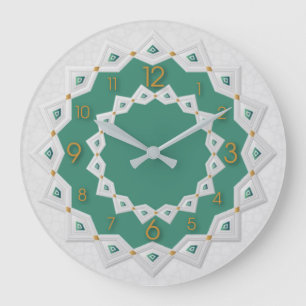 Grande Horloge Ronde Beau mandala blanc