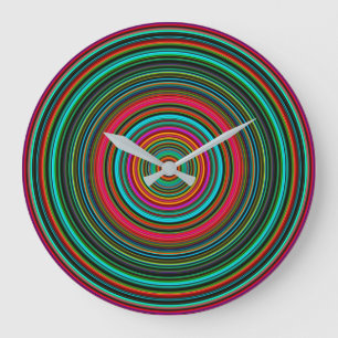 Grande Horloge Ronde Beau Motif circulaire coloré