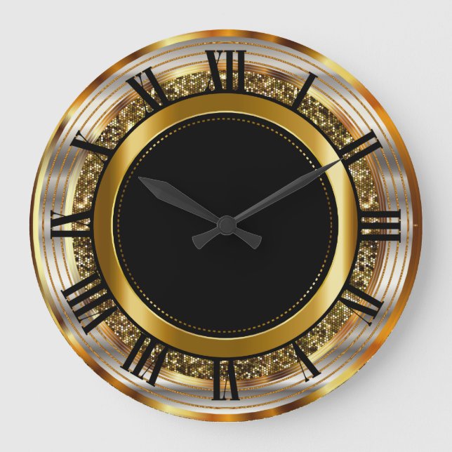 Grande Horloge Ronde Beau Or et Noir (Recto)