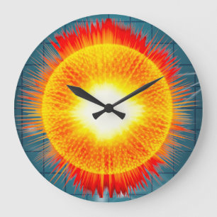 Grande Horloge Ronde Beau Orange Jaune et Aqua Arrière - plan