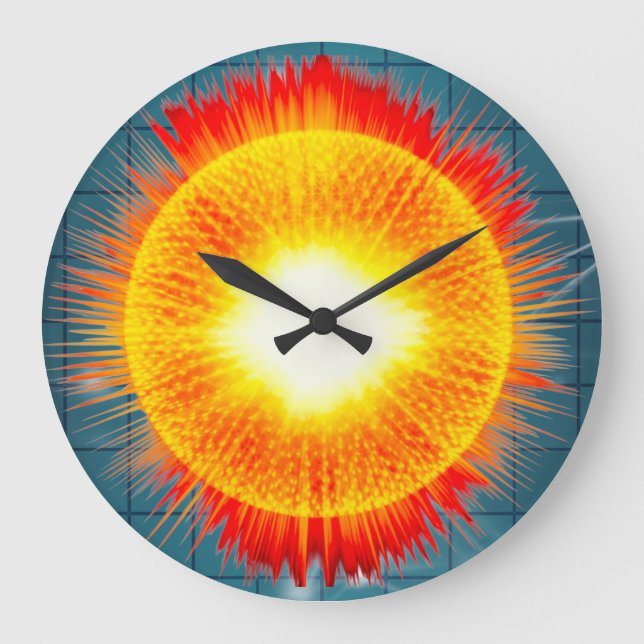 Grande Horloge Ronde Beau Orange Jaune et Aqua Arrière - plan (Recto)