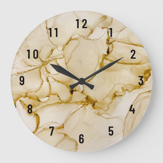 Grande Horloge Ronde Beau Pastel Abstrait Beige Brown (Recto)