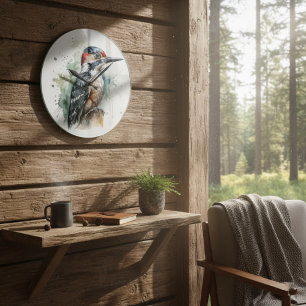 Grande Horloge Ronde Beau pic sur un poteau en bois