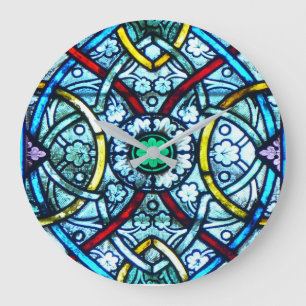 Grande Horloge Ronde Beau verre souillé élégant Notre Dame Paris
