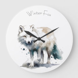 Grande Horloge Ronde Beauté de l'Arctique : Coutume de Fox d'hiver