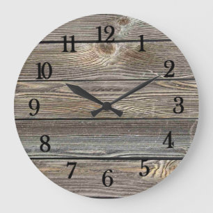 Grande Horloge Ronde Beautiful authentic looking wood horizontal print