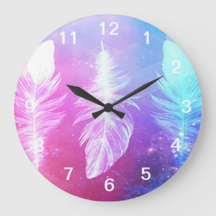 Grande Horloge Ronde Beautiful Feathers in Space
