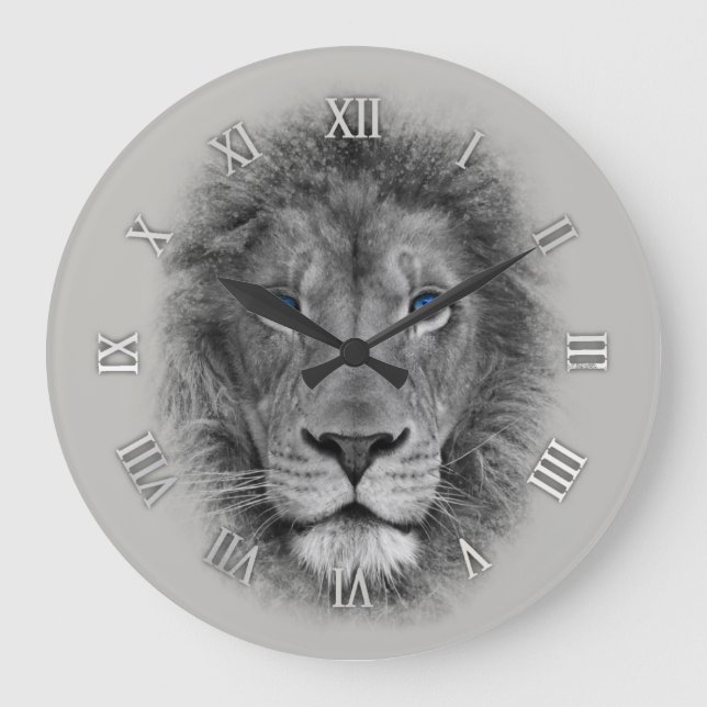 Grande Horloge Ronde Beautiful Lion with blue Eyes Wall Clock (Recto)