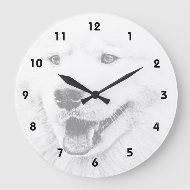 Grande Horloge Ronde Beautiful Samoyed dog art (Recto)