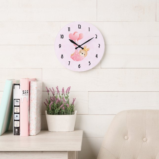 Grande Horloge Ronde Bébé mignon dans une couverture de coeur (Salle de lecture)