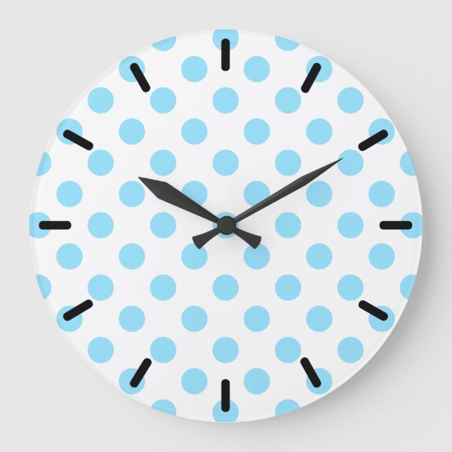 Grande Horloge Ronde Bébé pois bleu et blanc (Recto)