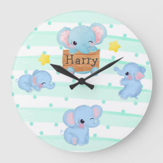 Grande Horloge Ronde Bébé rose bleu personnalisé Enfants allaitants