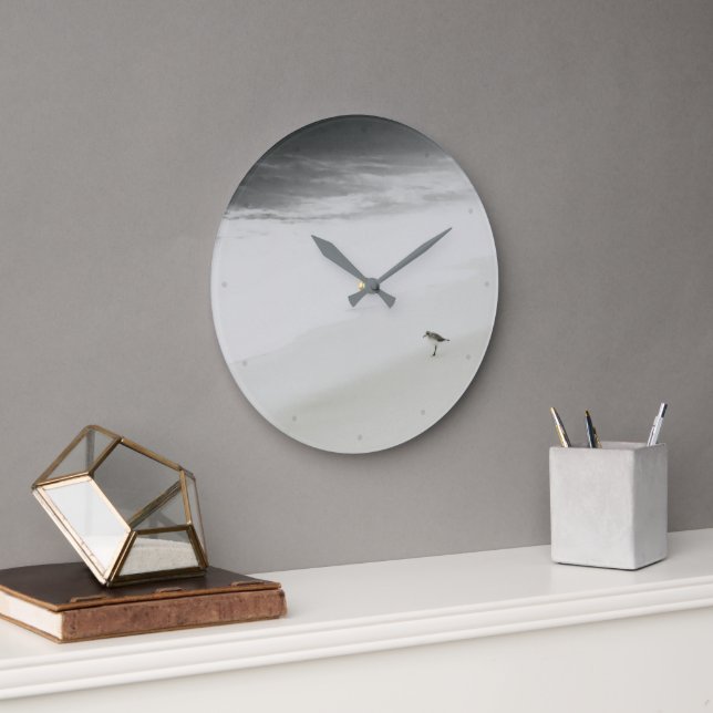 Grande Horloge Ronde Bécasseau côtier sur la plage (Bureau)