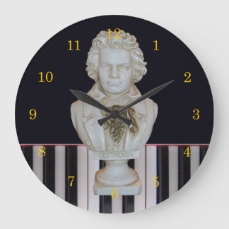 Grande Horloge Ronde Beethoven/Piano Keys Clock by Leslie Harlow