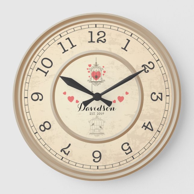 Grande Horloge Ronde Beige Wedding & Anniversary Personalized Wall (Recto)