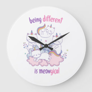 Grande Horloge Ronde Being different is meowgical Funny unicorn cat