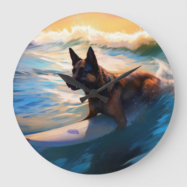 Grande Horloge Ronde Belge Shepherd Beach Surf Peinture (Recto)
