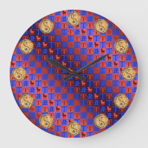 Grande Horloge Ronde Bélier & Boeuf de Feu