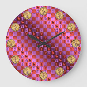 Grande Horloge Ronde Bélier & Coq de feu