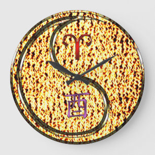 Grande Horloge Ronde Bélier & Coq de feu