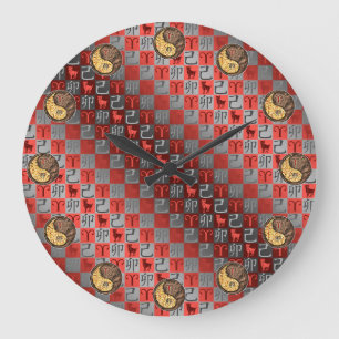 Grande Horloge Ronde Bélier & Lapin de Terre